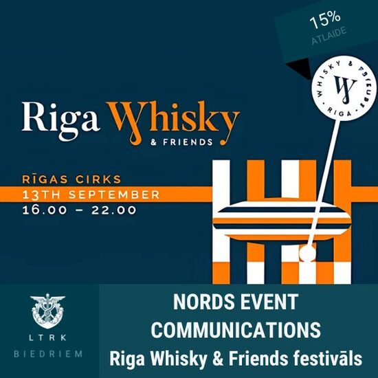 15% atlaide "Riga Whisky & Friends 2025" festivālam